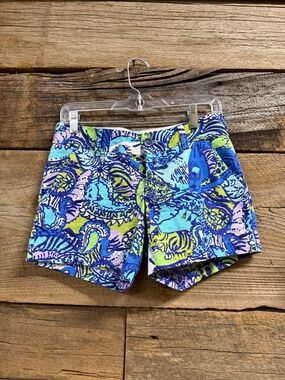 Lilly Pulitzer Callahan Shorts, blue, green, purple, size 2, Multi Catitude prin